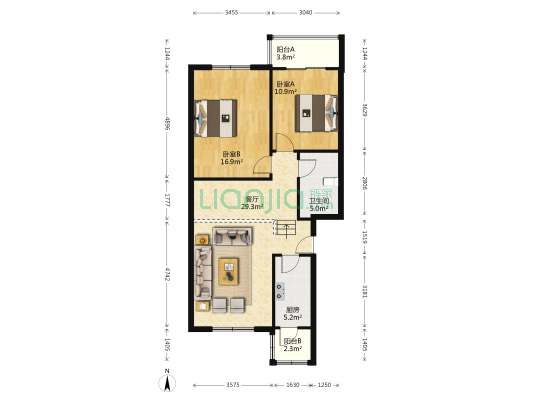敬贤里 2室1厅1卫 92平方
