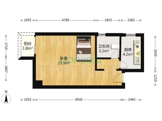 鹏海苑小区 1室0厅1卫 38平方