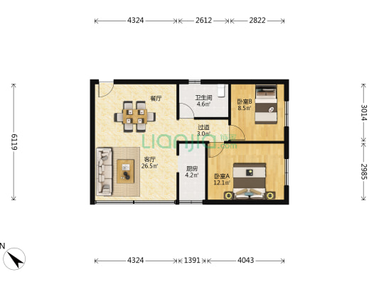 柠溪路337号 2室1厅1卫 70平方