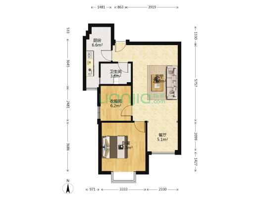 恒泰理想城 1室2厅1卫 80平方