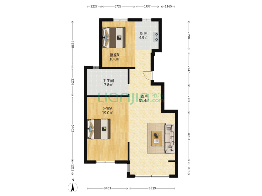 恒信天悦 2室1厅1卫 96平方