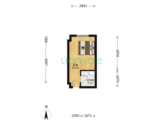 尚城国际 1室0厅1卫 32平方