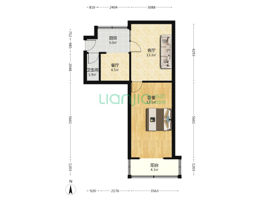 民生路 1室2厅1卫 50平方