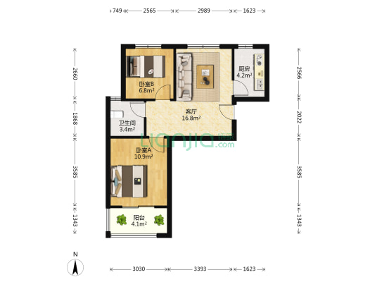 方兴南园 2室1厅1卫 63平方