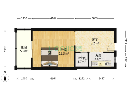 元贺里 1室1厅1卫 42平方