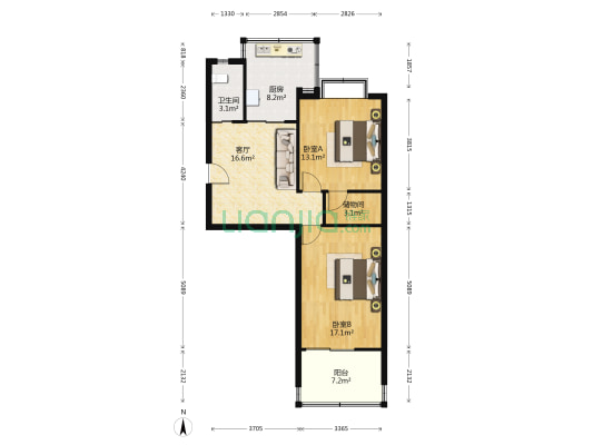 水源街136号 2室1厅1卫 73平方