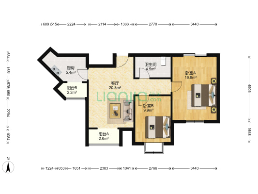 天华里社区 2室1厅1卫 91平方