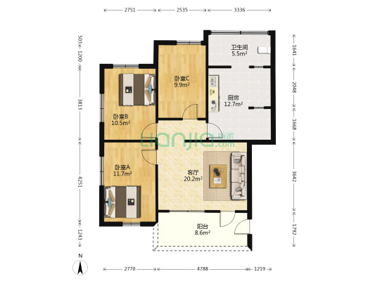 市桥南门横街二巷 3室1厅1卫 98平方