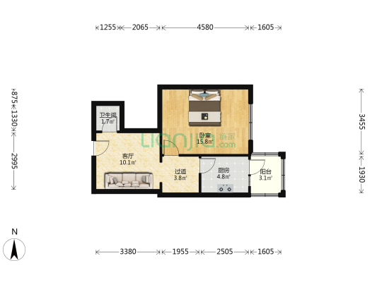 储备局家属楼 1室1厅1卫 49平方