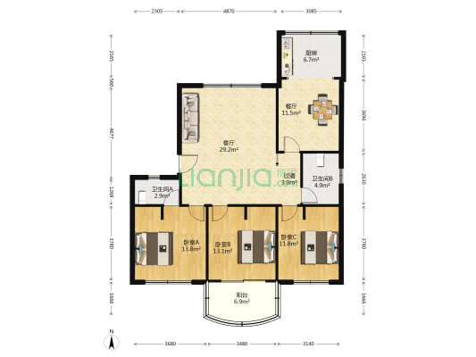 馨和花园 3室2厅2卫 138平方