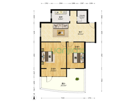 井南小区 2室1厅1卫 93平方