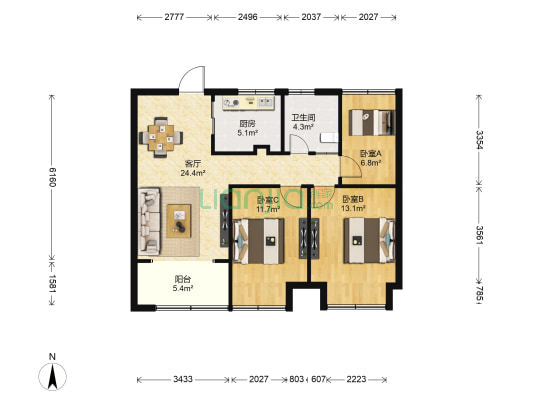 嘉宝梦之悦 3室1厅1卫 86平方