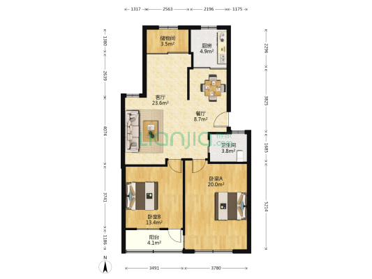 崇邱小区 2室2厅1卫 95平方