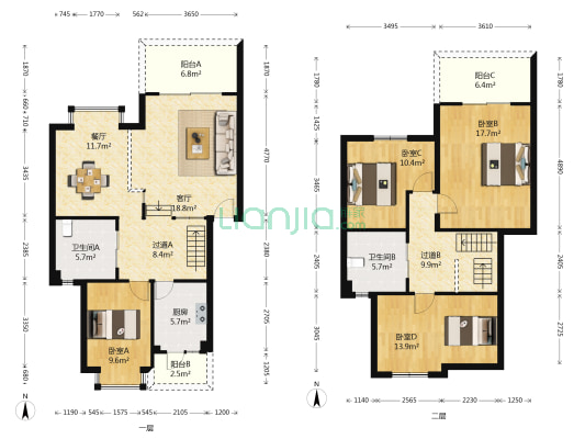 番禺奥林匹克花园 4室2厅2卫 136平方