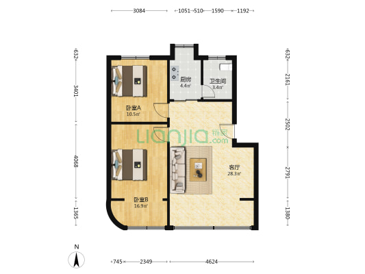 川东石油家属院 2室1厅1卫 79平方