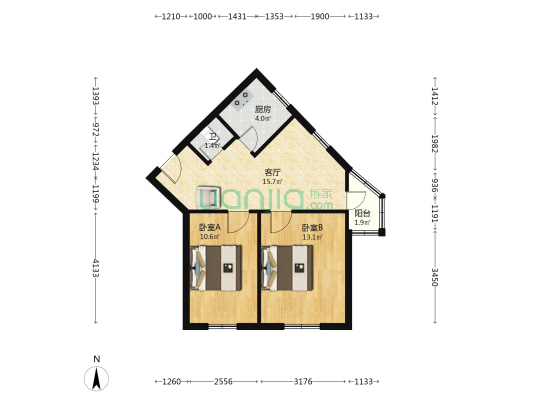 铁路楼 2室1厅1卫 60平方