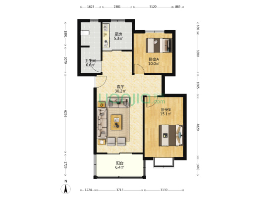 仁和嘉苑 2室1厅1卫 96平方