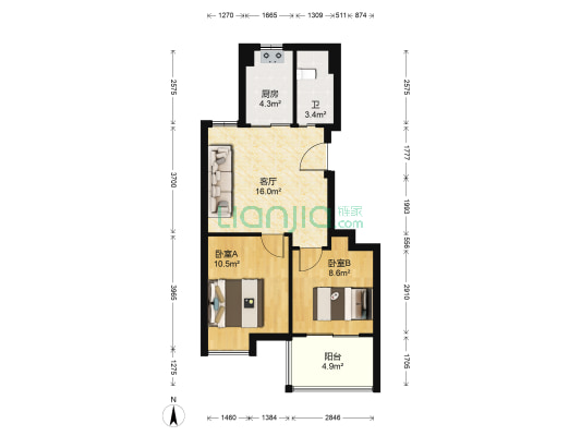 慈湖人家三期 2室1厅1卫 70平方