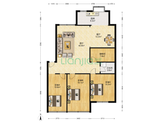 廣聯花園 3室2厅1卫 150平方