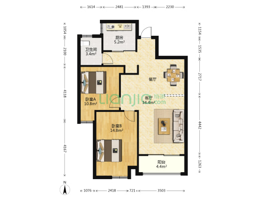 润房润康城 2室1厅1卫 99平方