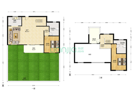 宝龙观邸 2室1厅2卫 196平方