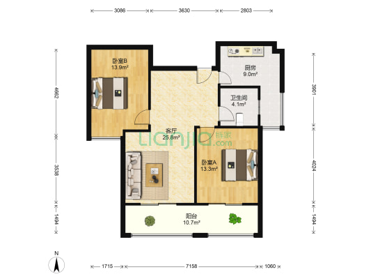 宏安 · 世纪宏城 2室1厅1卫 100平方