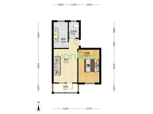 薄山林场家属院 1室1厅1卫 55平方