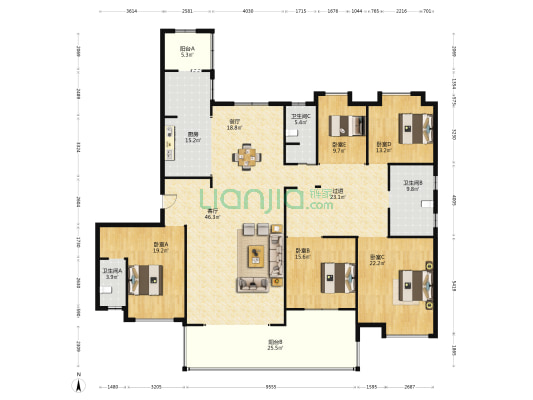 碧桂园天玺湾西区 5室2厅3卫 272平方