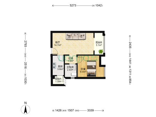 光华馨庭 1室1厅1卫 46平方