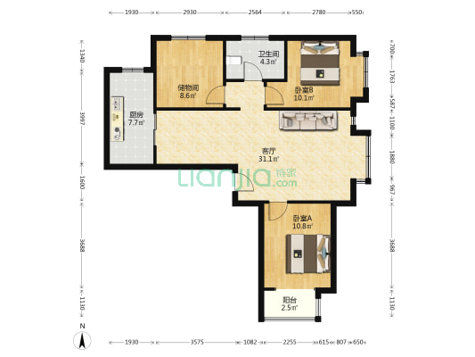 鸿坤理想湾南北通全明格局环境好满五唯-户型图