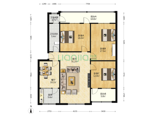 蓉都大道南一段248号 3室2厅2卫 127平方
