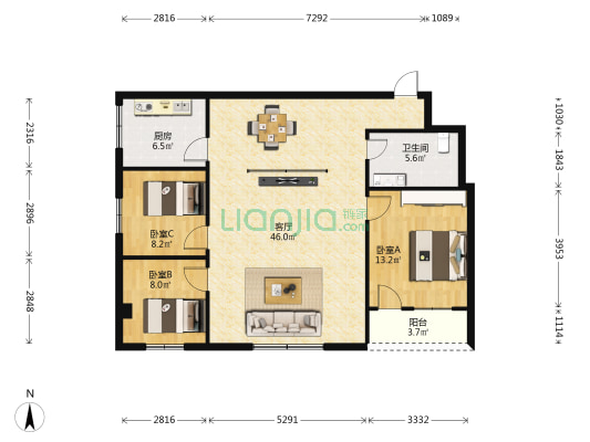 湘锋楼 3室1厅1卫 109平方