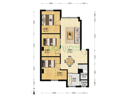 攀枝花大道159号 3室1厅2卫 81平方