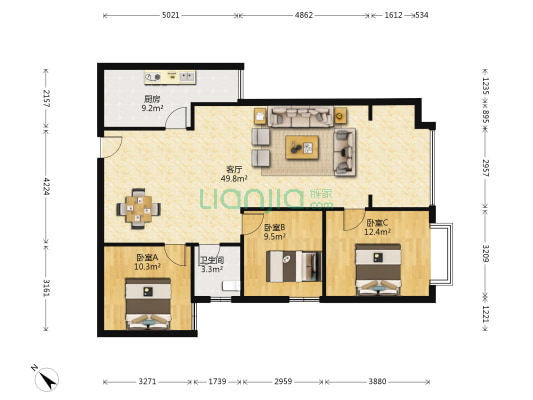久桓上海城（璧山） 3室1厅1卫 116平方