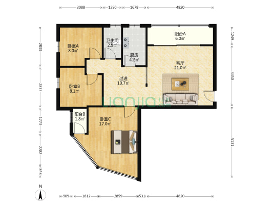 尧岭一路62号 3室1厅1卫 99平方