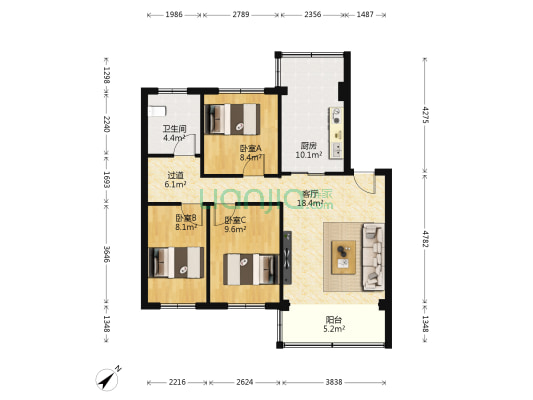 马家龙工业区 3室1厅1卫 82平方