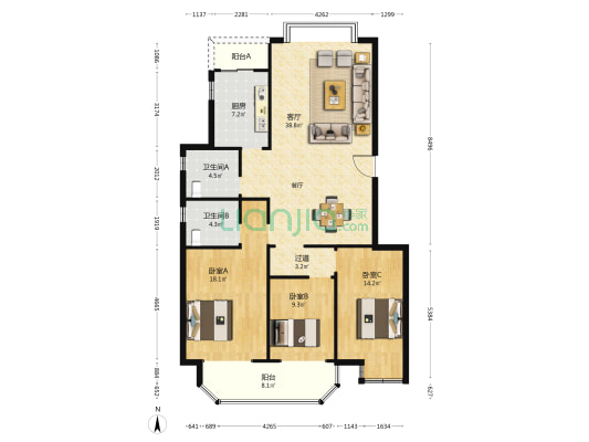 逸景·HOUSE 3室1厅2卫 136平方