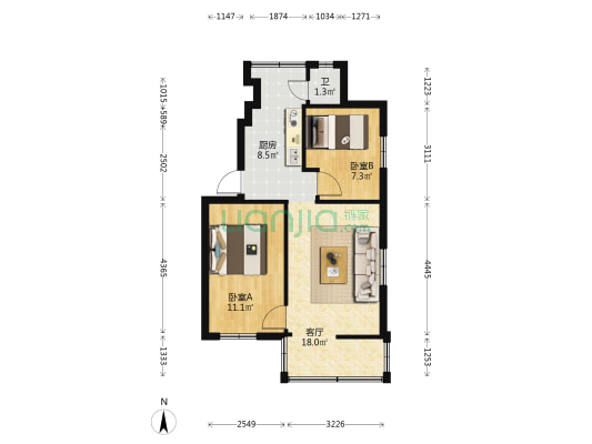 迎春巷2号 2室1厅1卫 47平方