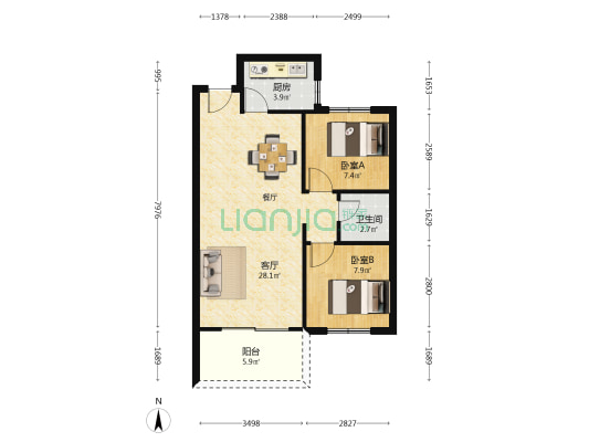 三英花园 2室1厅1卫 74平方