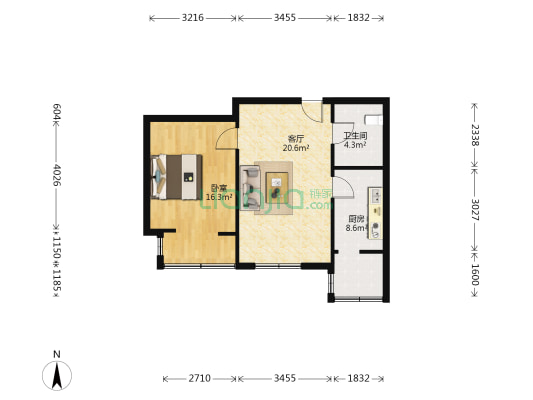 上悦花园 1室1厅1卫 70平方