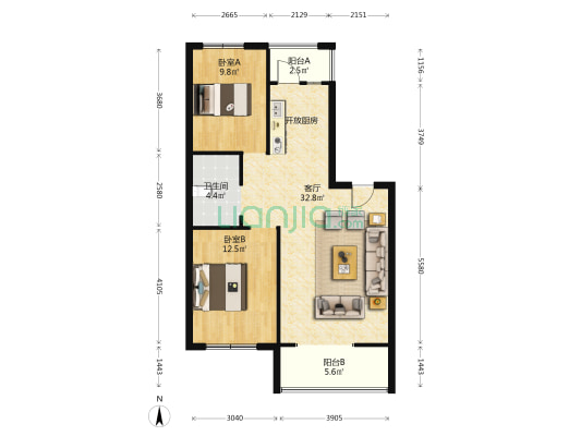 泰豪熙江悦·悦锦湾 2室1厅1卫 98平方