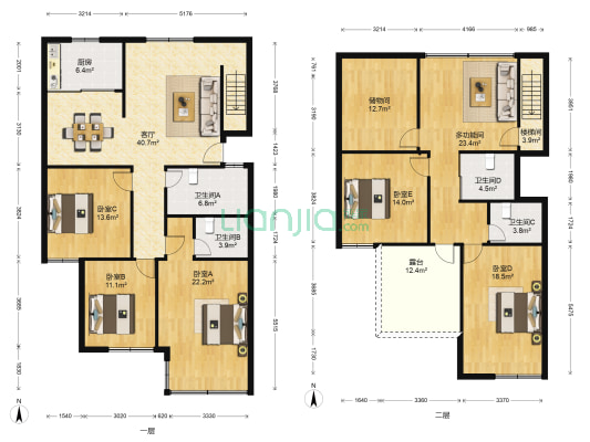 港城花园 6室1厅4卫 119平方