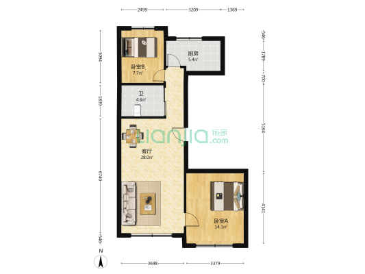 垄上公元C区 2室1厅1卫 93平方