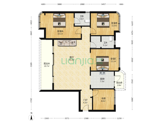 外滩东岸天宸 4室1厅2卫 142平方