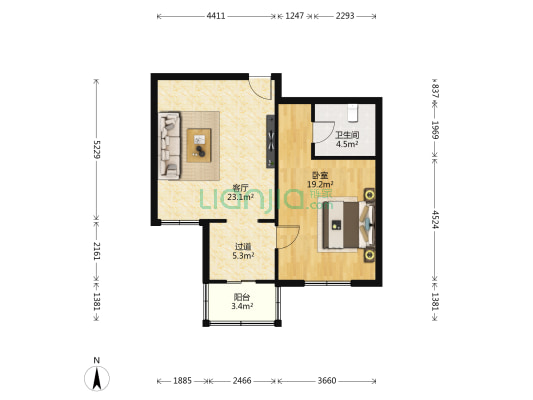 汇丰园 1室1厅1卫 72平方