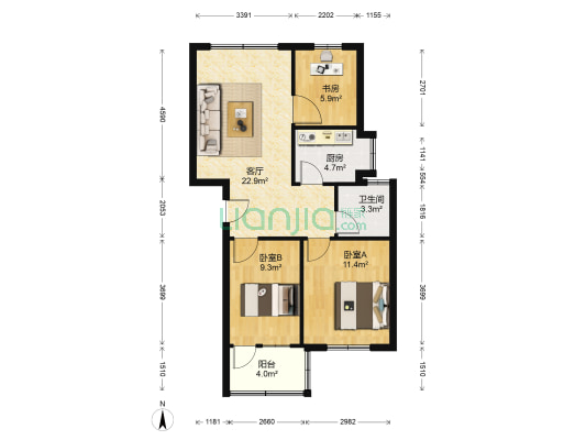 洞井小区 3室1厅1卫 75平方