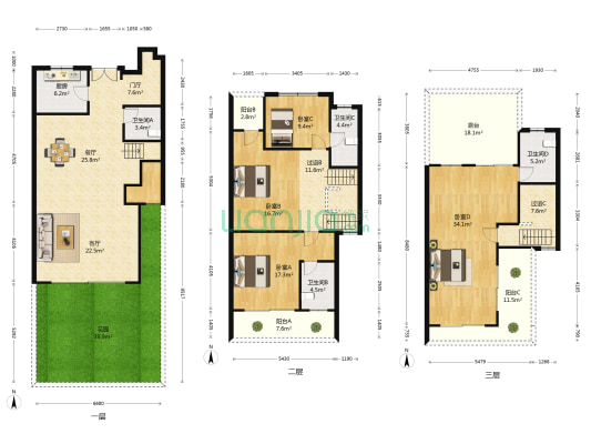 锦绣海湾城观海园 4室2厅4卫 222平方