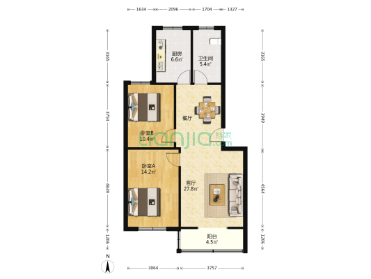 文新苑 2室1厅1卫 86平方