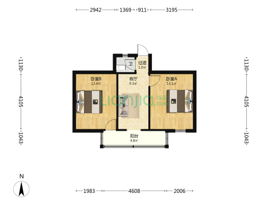 育才小区（镇海区） 2室1厅1卫 51平方