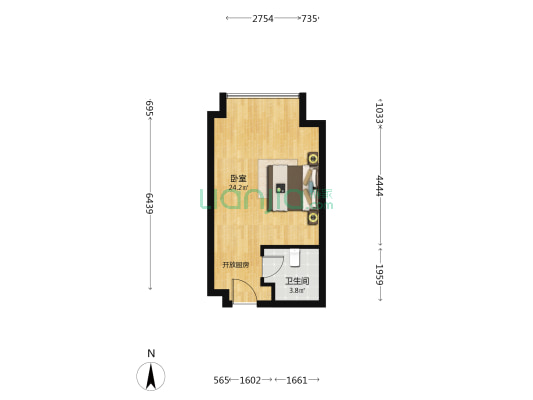 永清幸福汇广场 1室0厅1卫 43平方